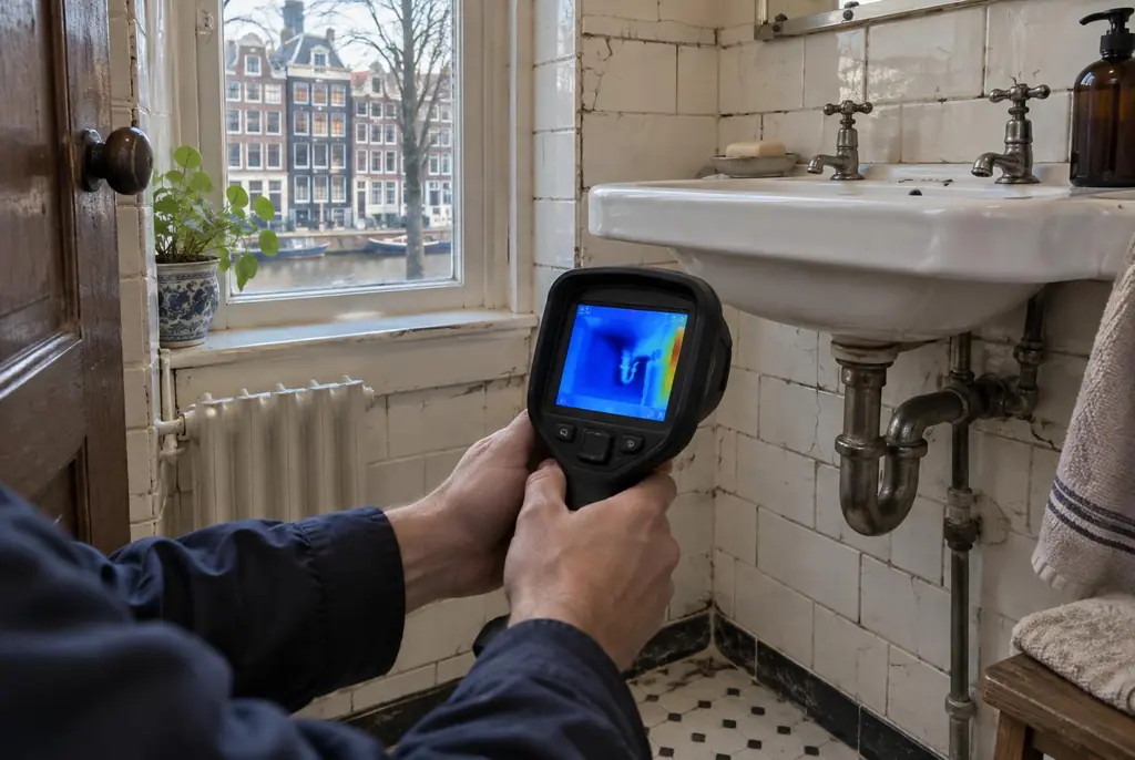 Lekdetectie Hoenderloo – badkamer met oude leidingen achter de tegels