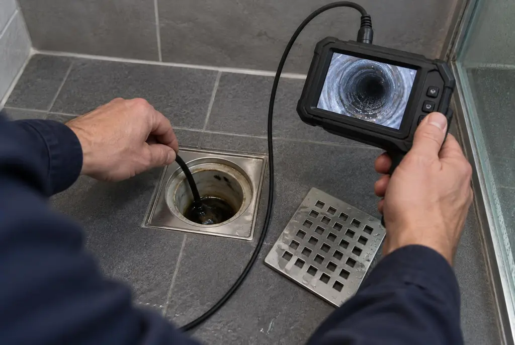 Lekdetectie Hoenderloo – endoscoop-inspectie in een douchegoot