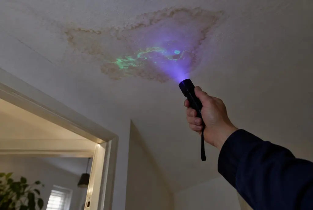 Lekdetectie Hoenderloo – kleurstof controleren op het plafond met uv-licht