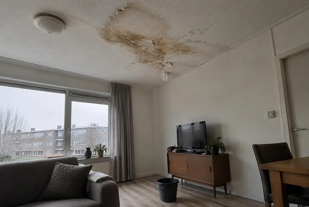 Lekdetectie Hoenderloo – vochtplek op het plafond onder een badkamer